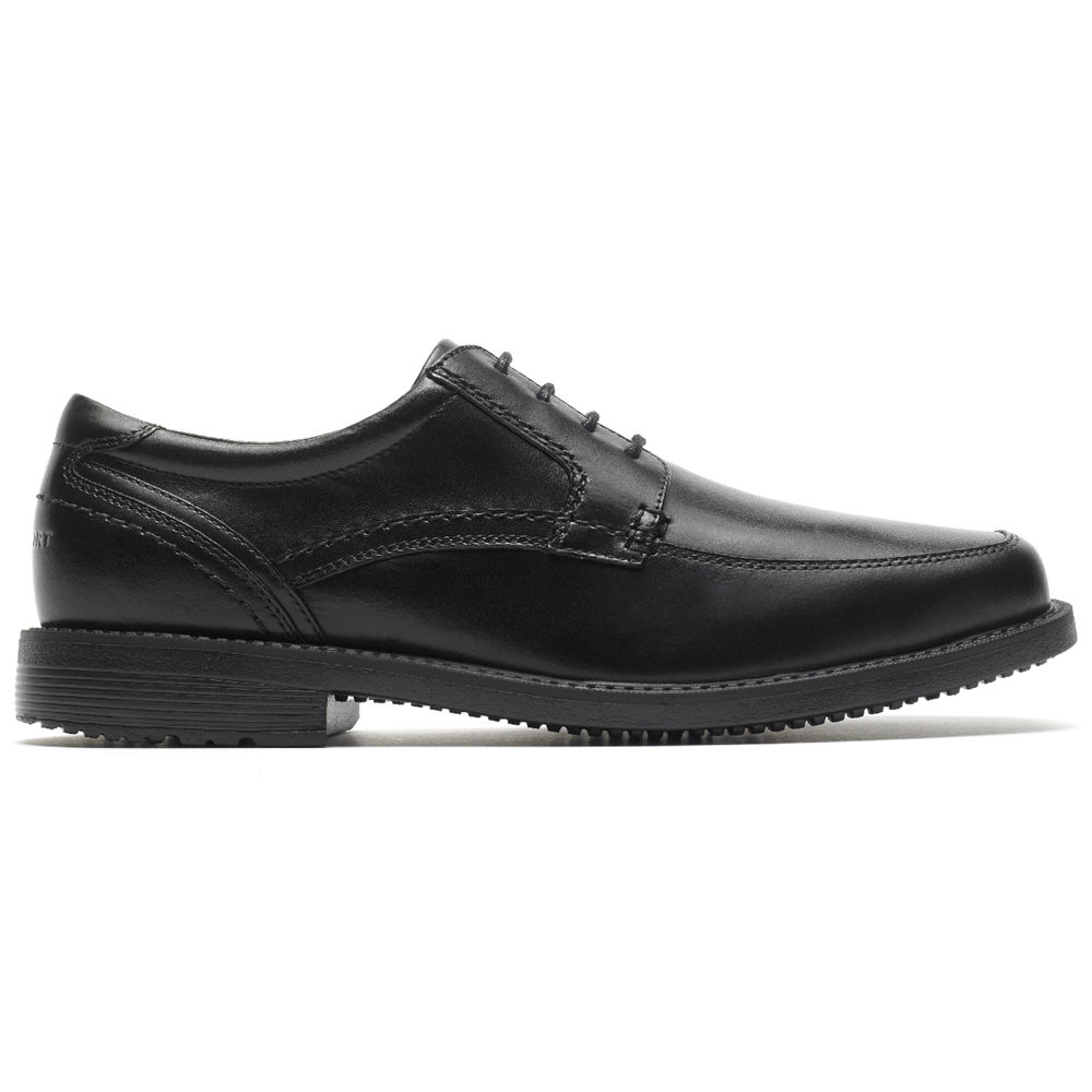 Rockport Mens Oxfords Black - Sherwood Apron Toe - UK 823-UGJOZC